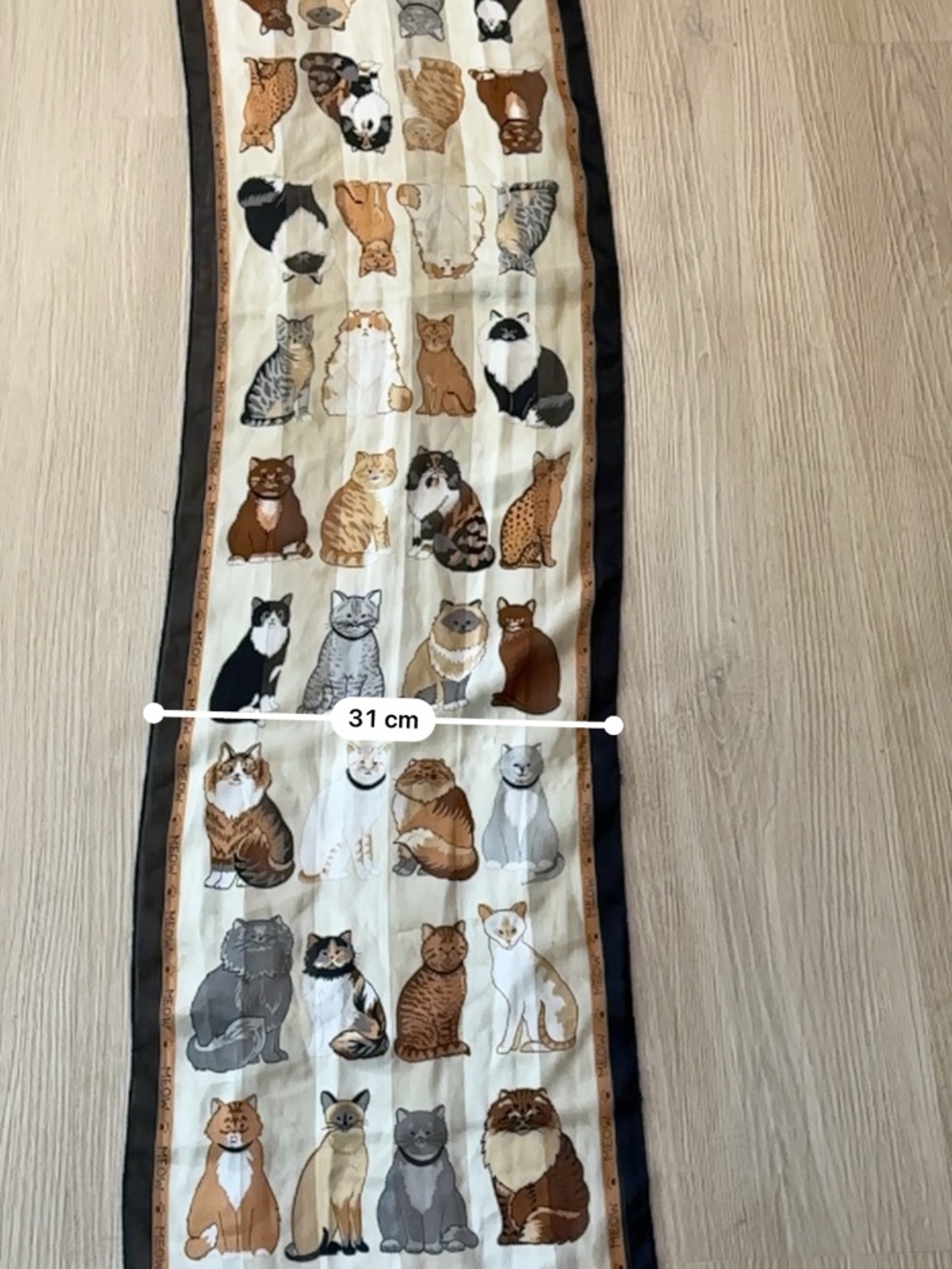 Chic Cat Print Scarf | Elegant Neck Tie Style | Statement Accessory - Picture 4 of 6